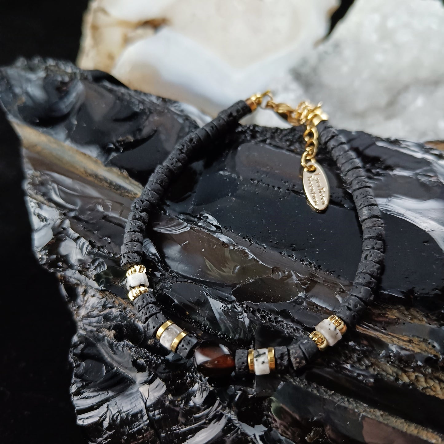 Black Agate Lava Bracelets