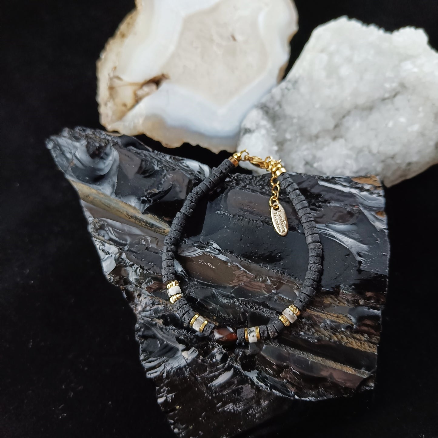 Black Agate Lava Bracelets