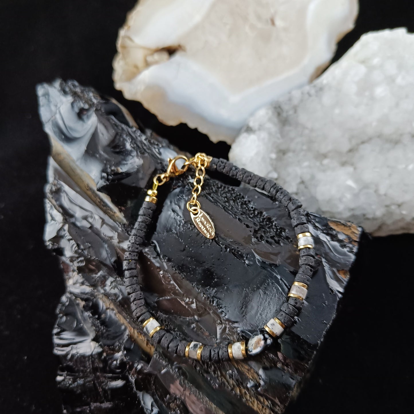 Black Agate Lava Bracelets