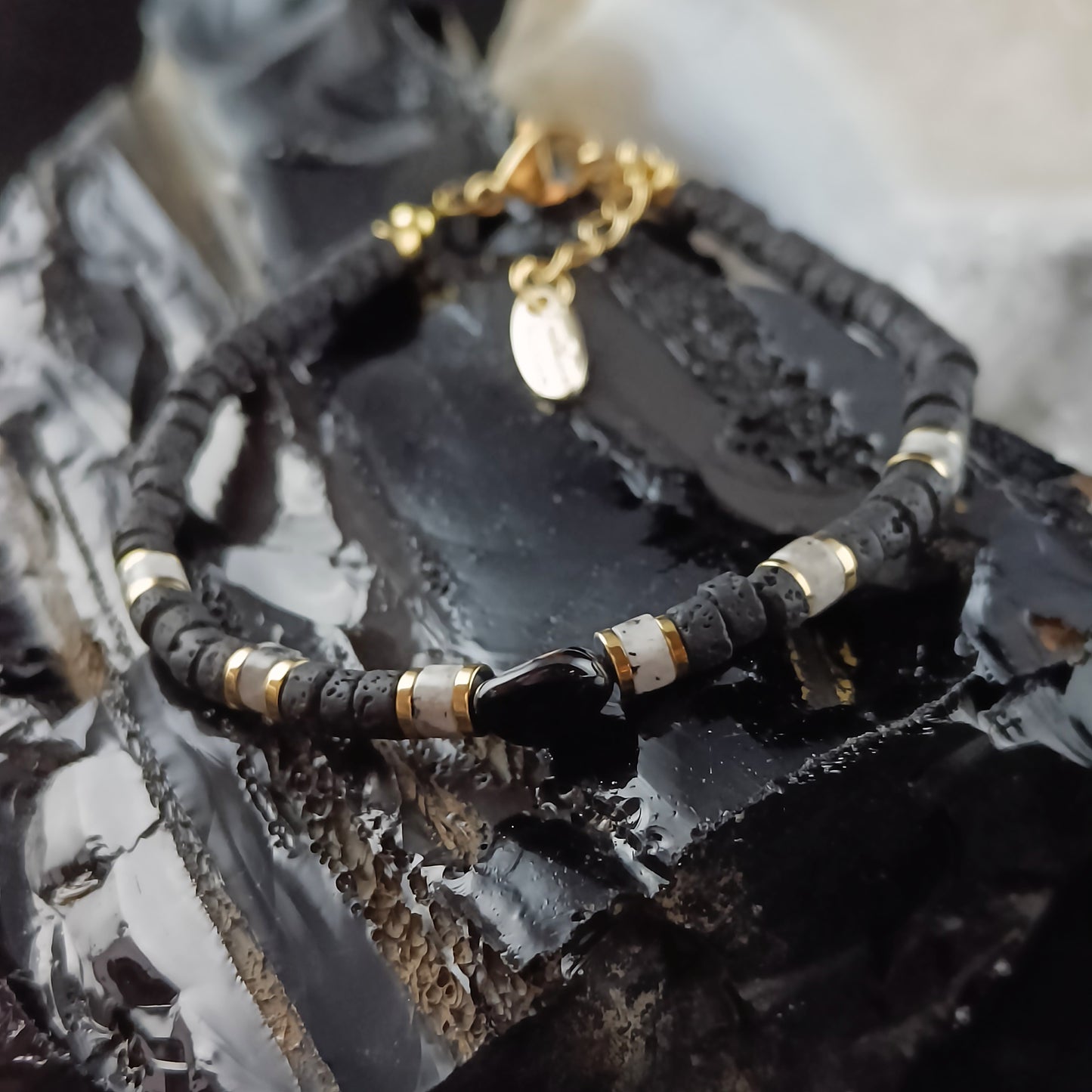 Black Agate Lava Bracelets