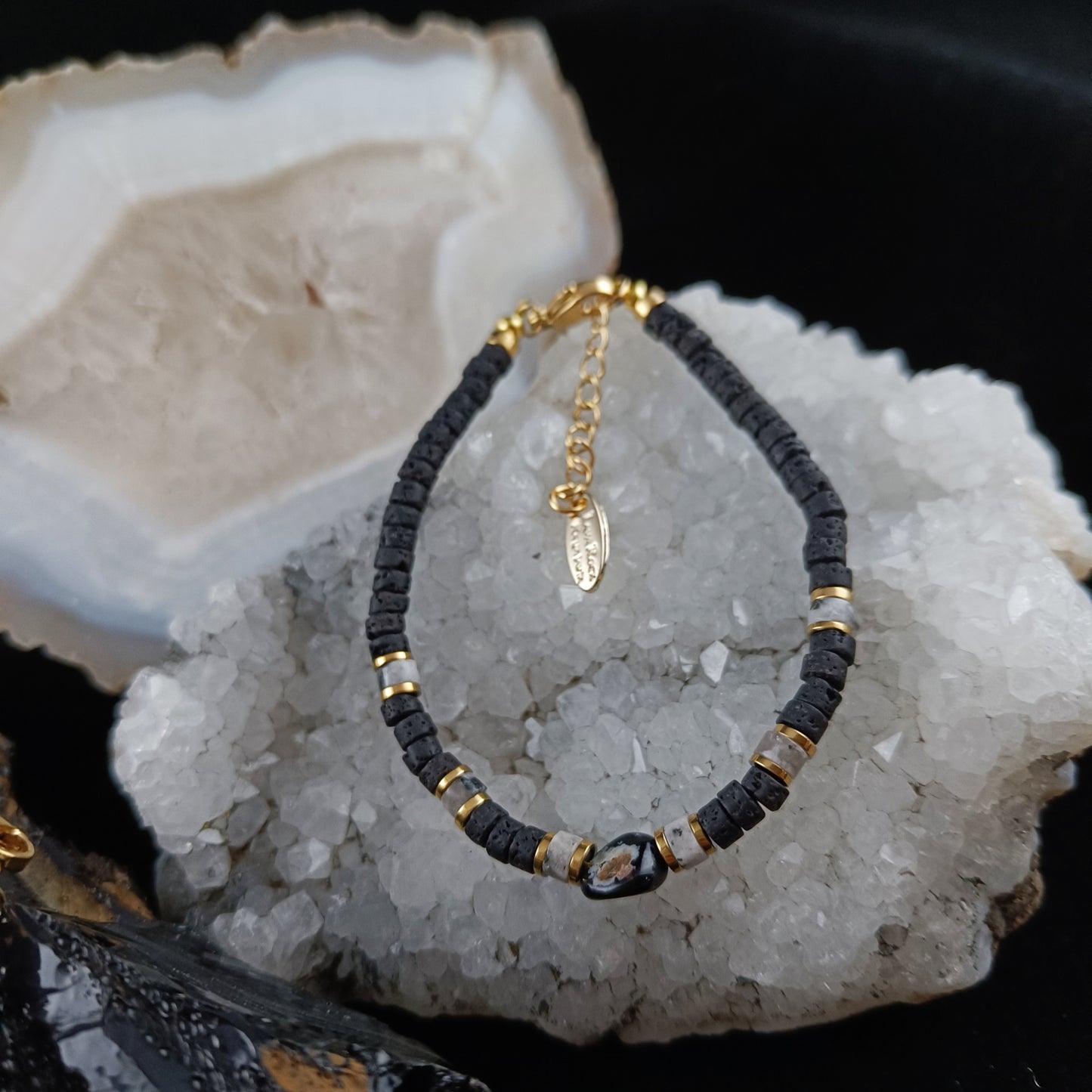 Black Agate Lava Bracelets