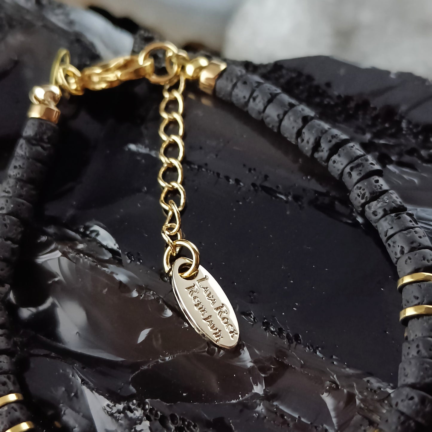 Gold Ruby and Rose Quartz Lava Bracelet