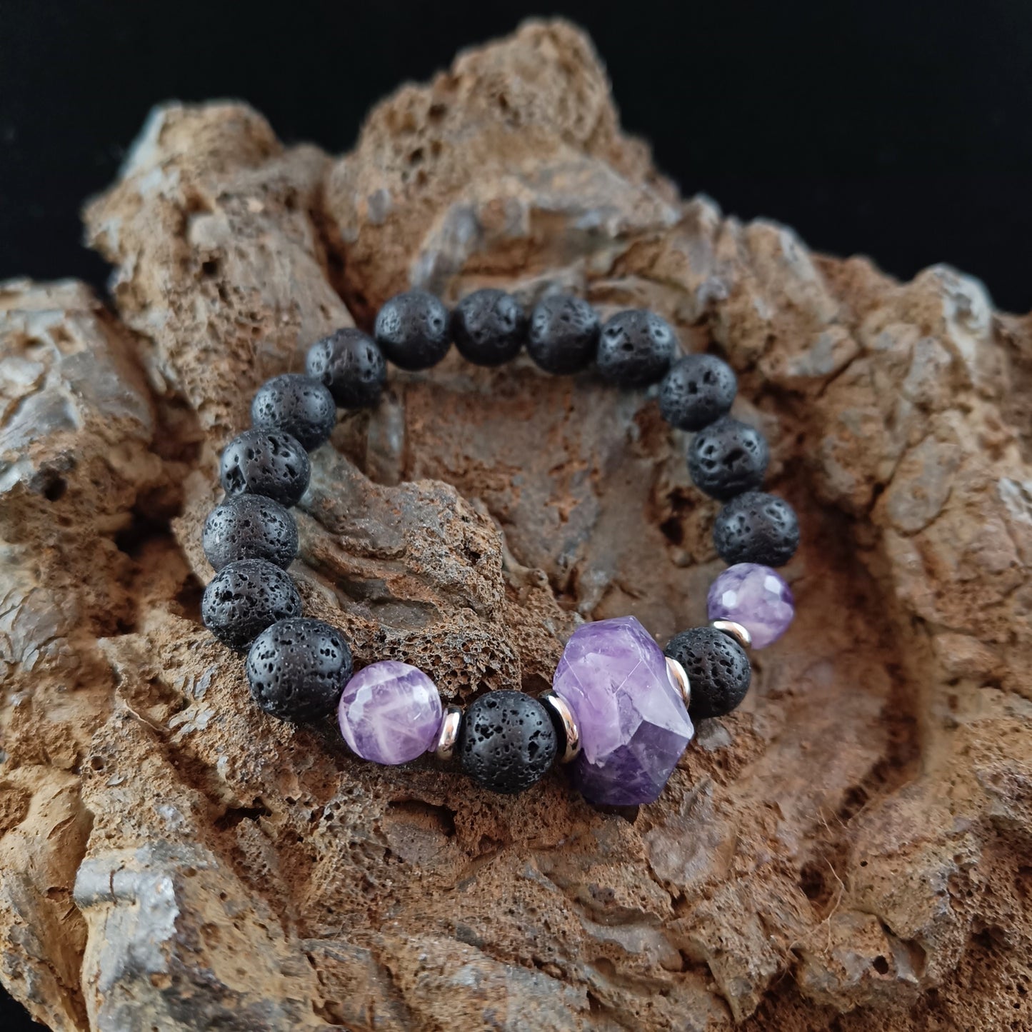 Amethyst Statement Lava Bracelet