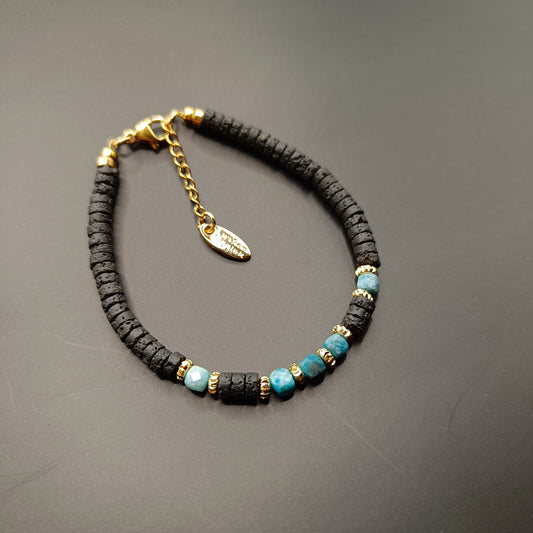 Apatite and lava Stone Bracelet