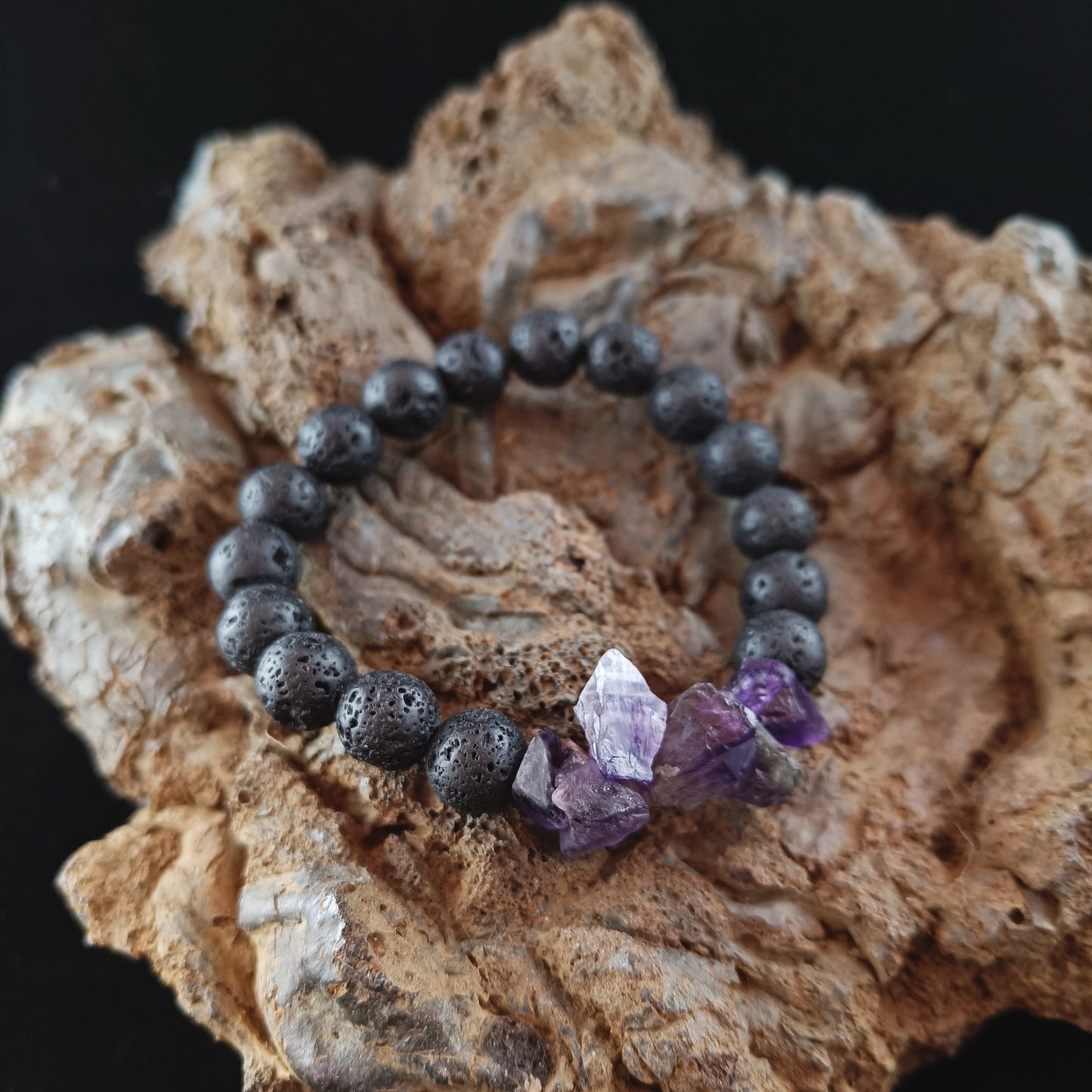 Amethyst Shards Lava Bracelet