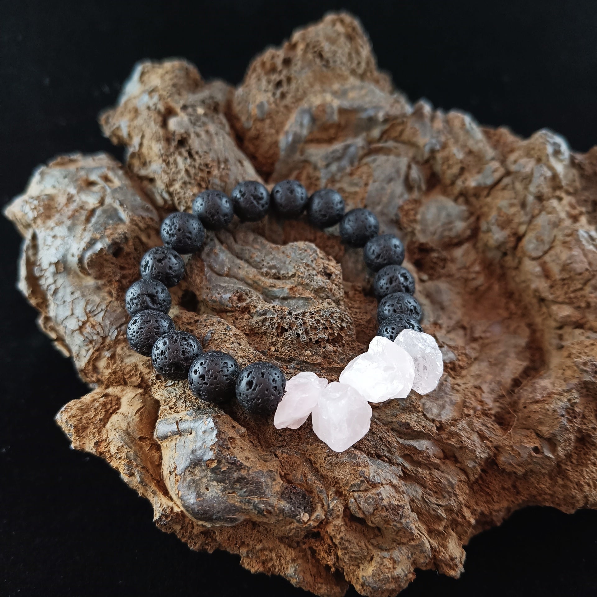 Rose quartz and hot sale lava stone bracelet