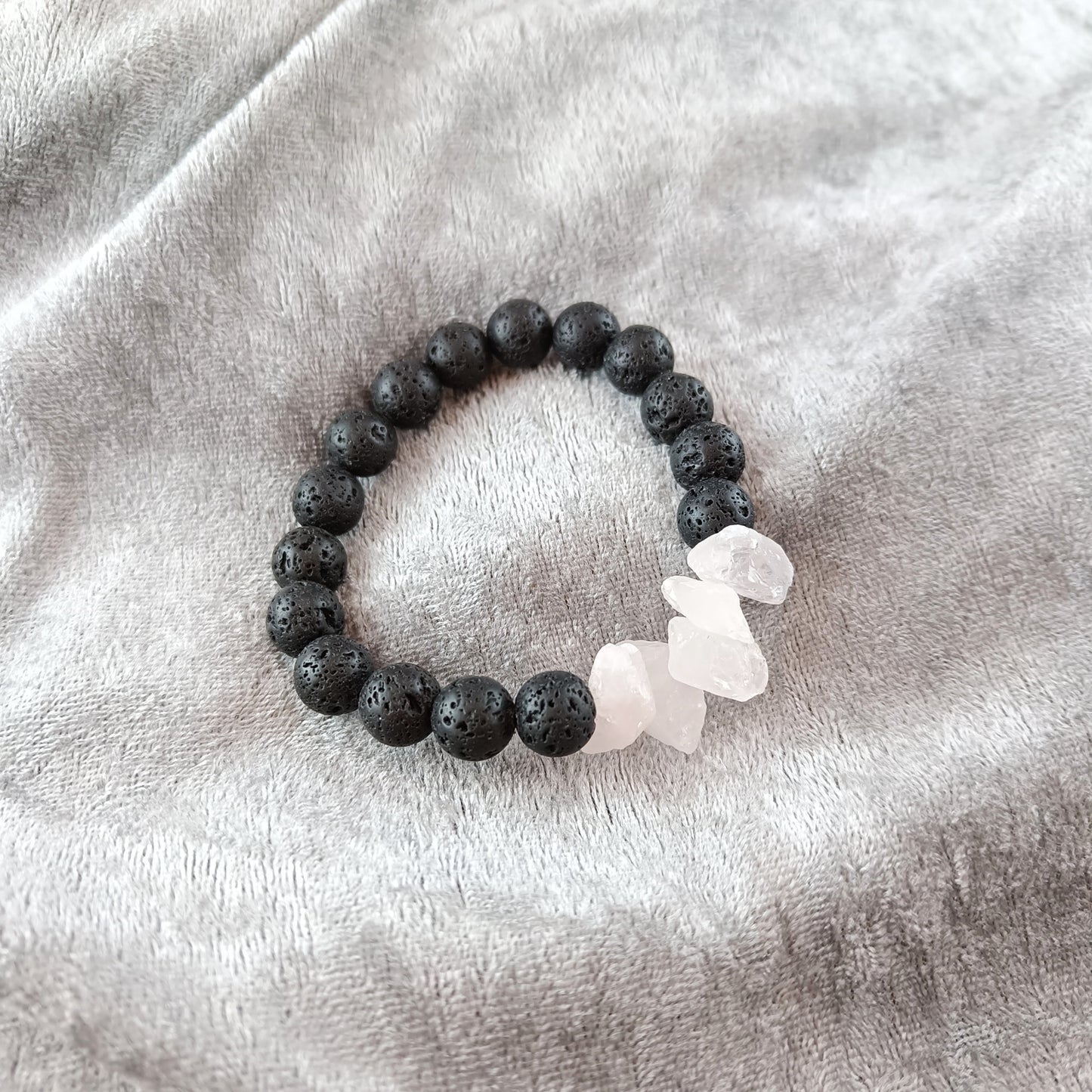 Raw Rose Quartz Lava Bracelet