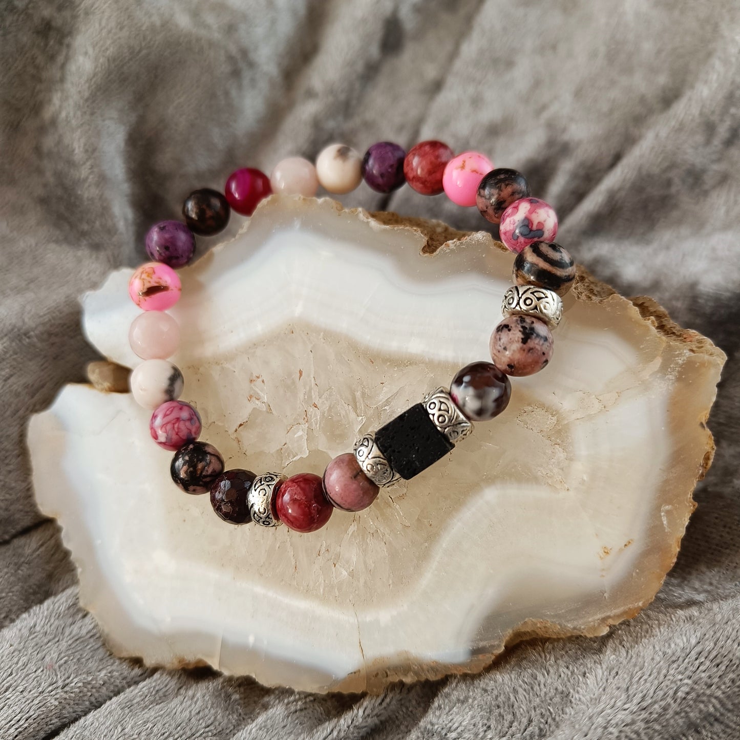 Gemstone Lava Bracelets - mix of bright colored stones