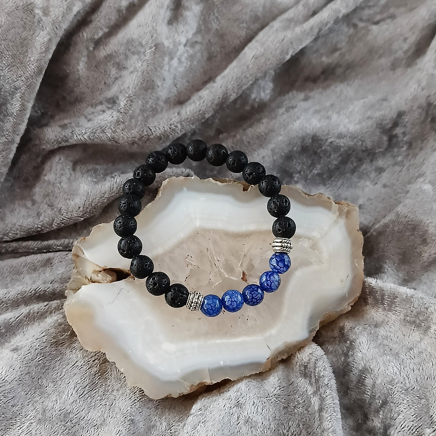 Blue Fáfnir - Dragon Vein Lava Bracelet - Icelandic Viking Bracelets