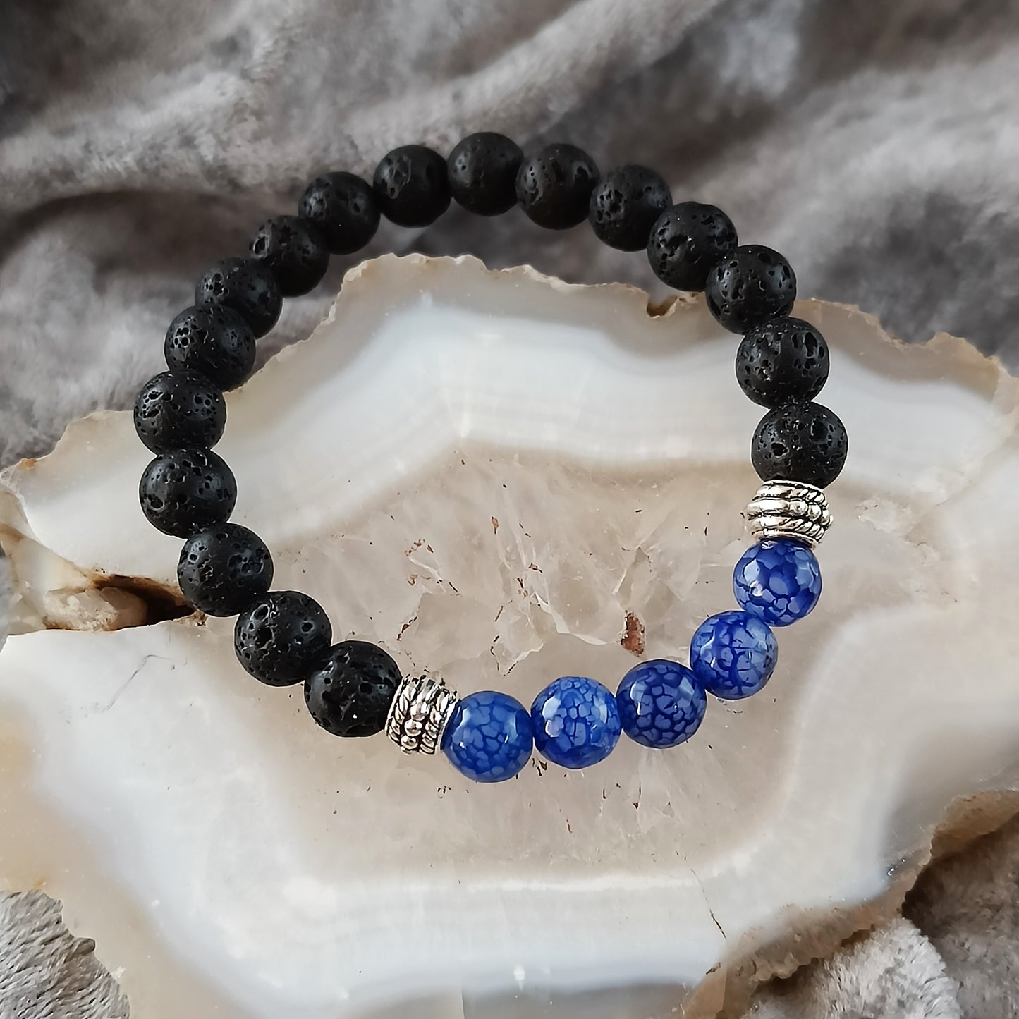 Blue Fáfnir - Dragon Vein Lava Bracelet - Icelandic Viking Bracelets