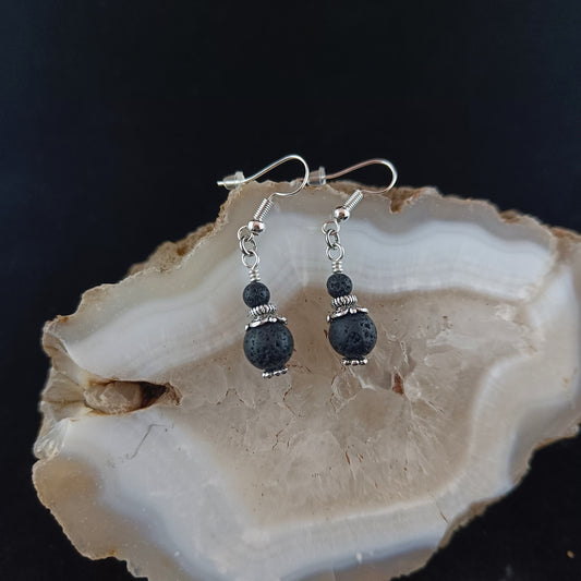 Smaller Elegant Icelandic Handmade Lava Rock Earring - Combination of small and large Lava Rocks