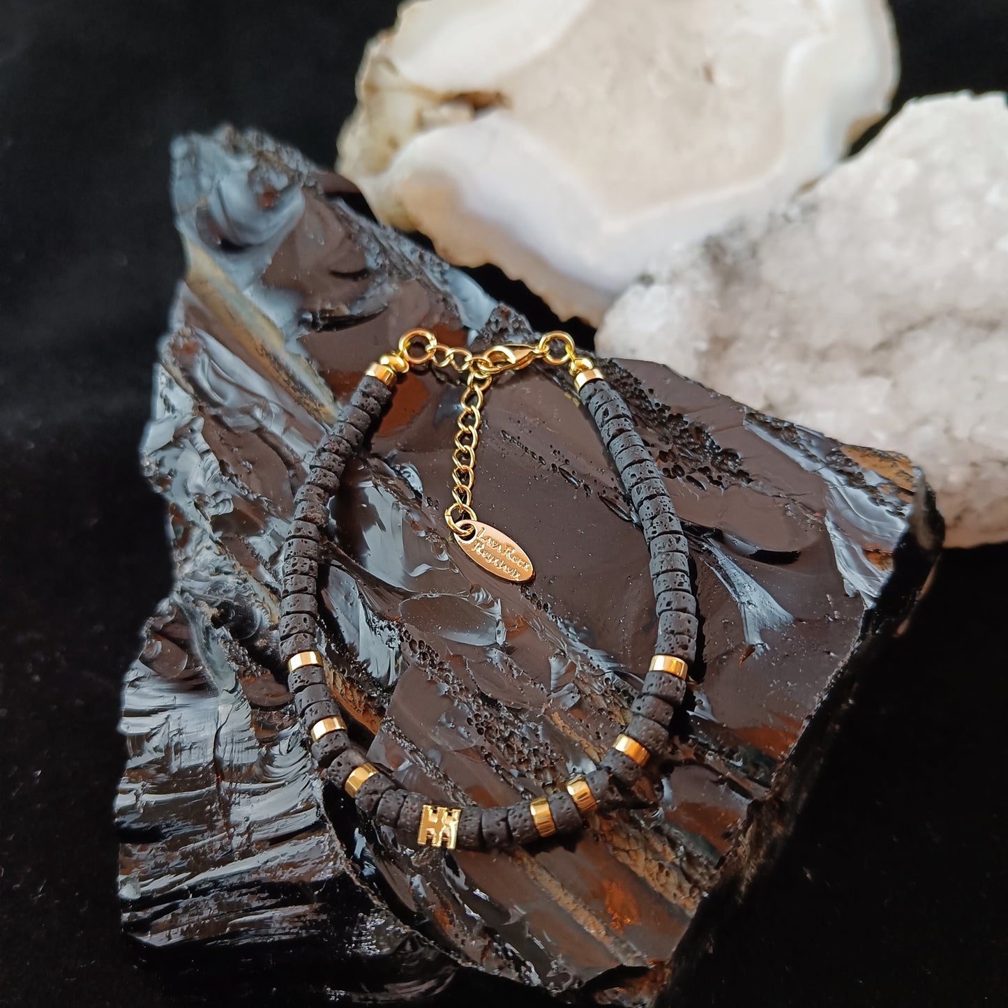 Lava Rock Reykjavik - Gold Lava Stone Jewelry Set