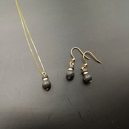 Golden Lava Necklace and Earrings
