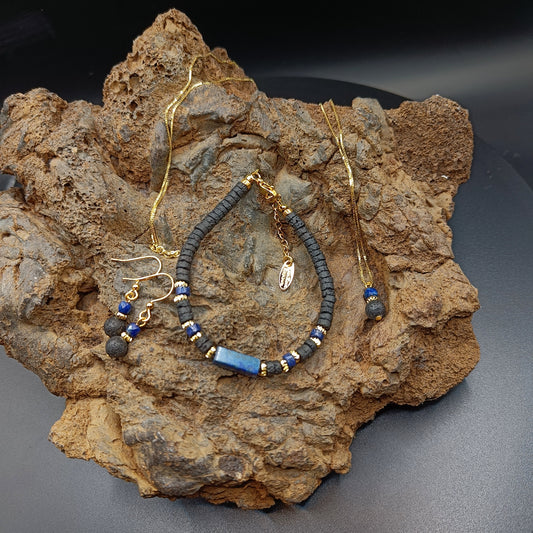 Lapis Lazuli and Lava Jewelry set
