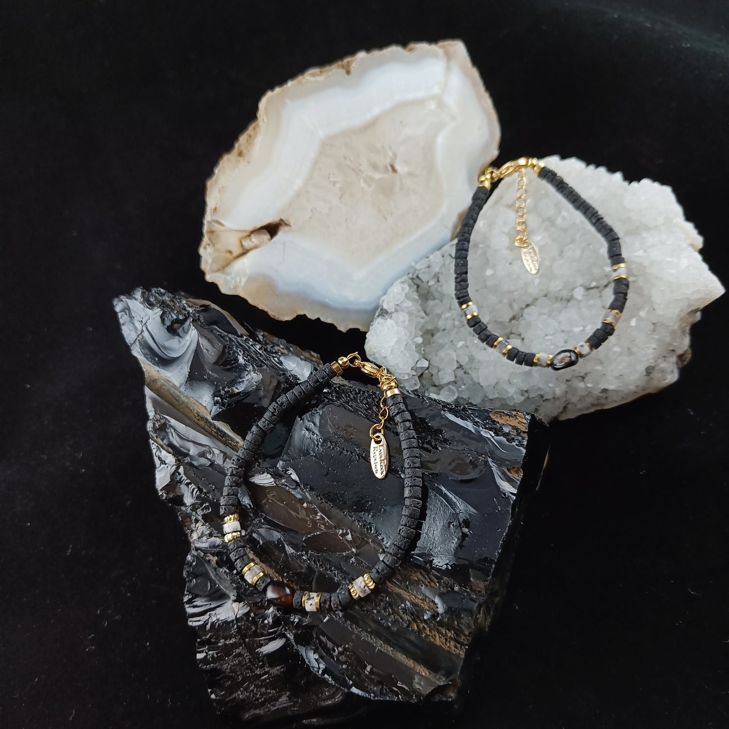 Black Agate Lava Bracelets