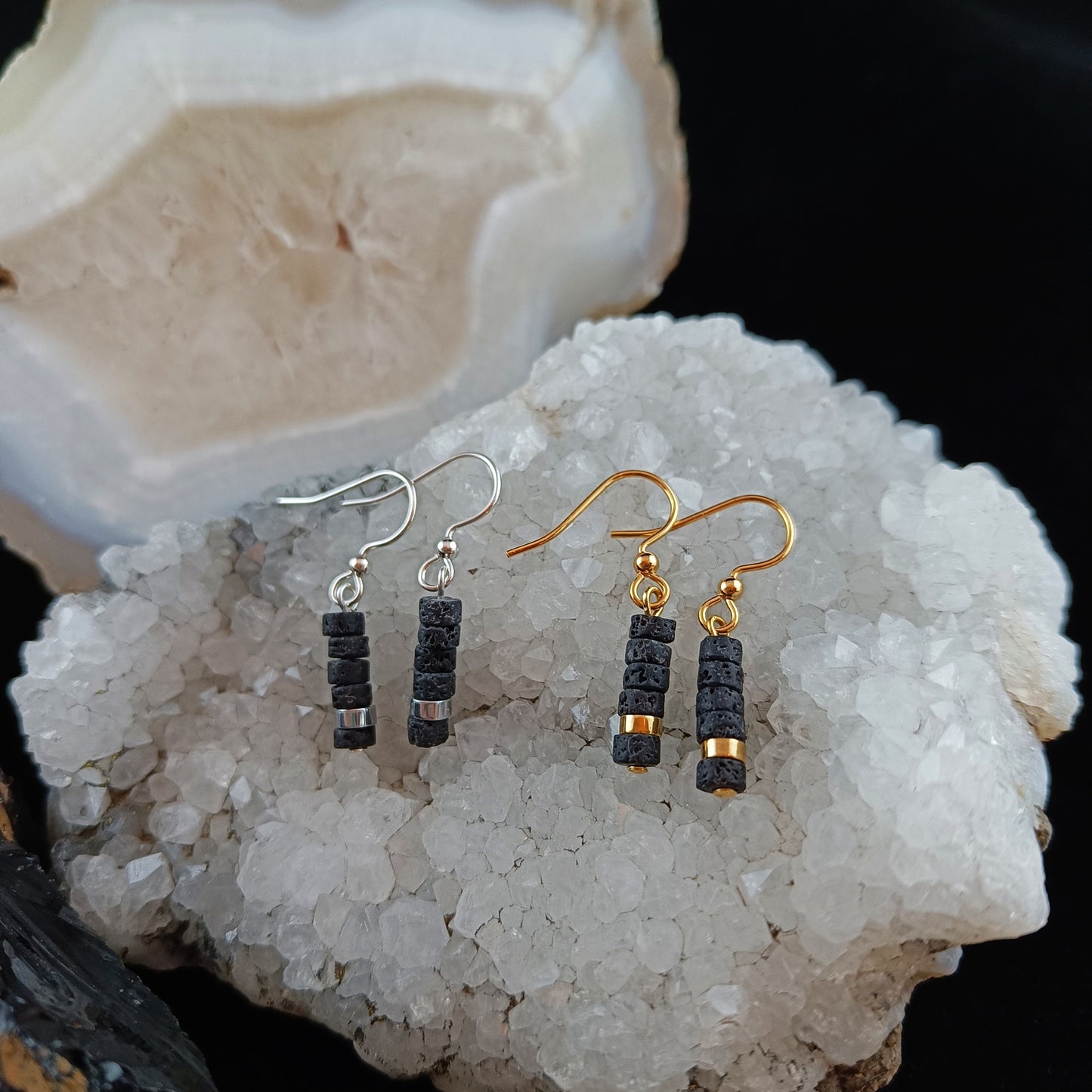 Dainty Lava Earrings - Gold and Silver
