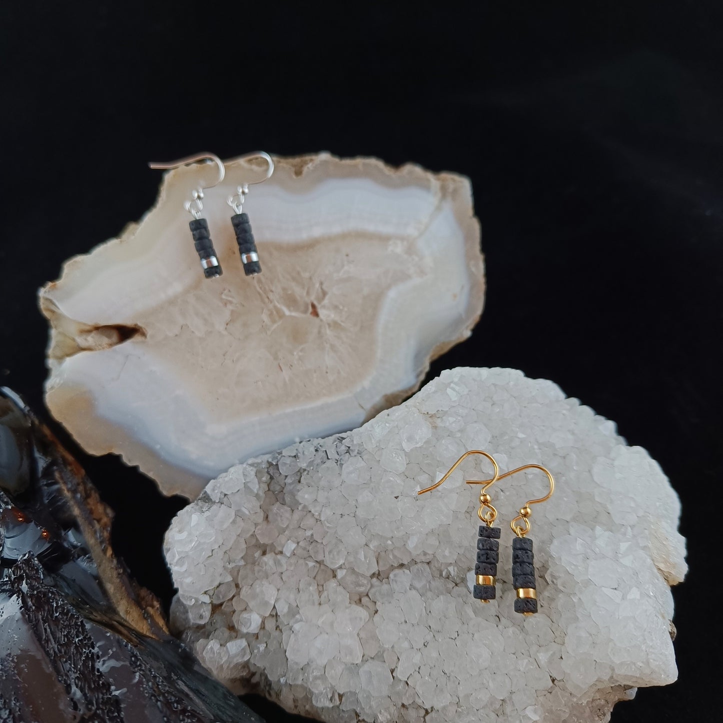 Dainty Lava Earrings - Gold and Silver