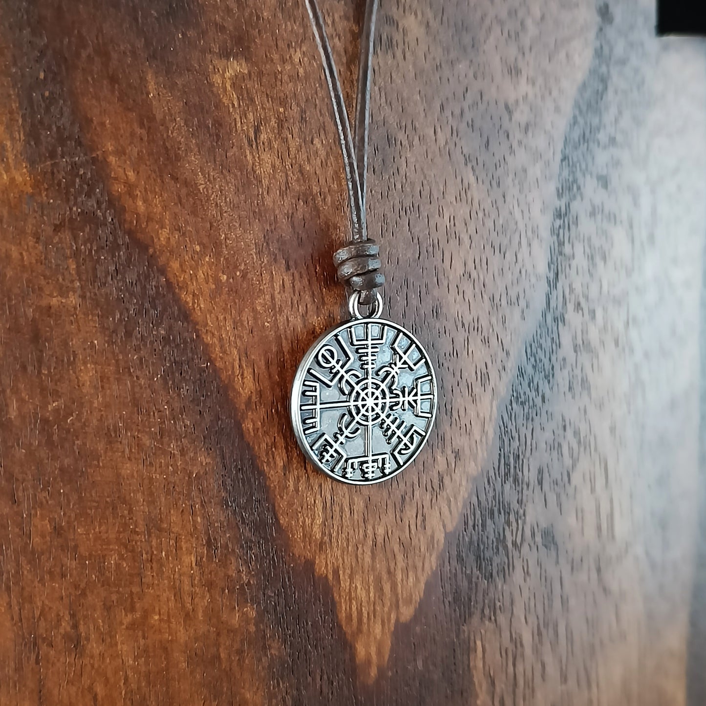 Vegvisir Leather Necklace with Lava Stones