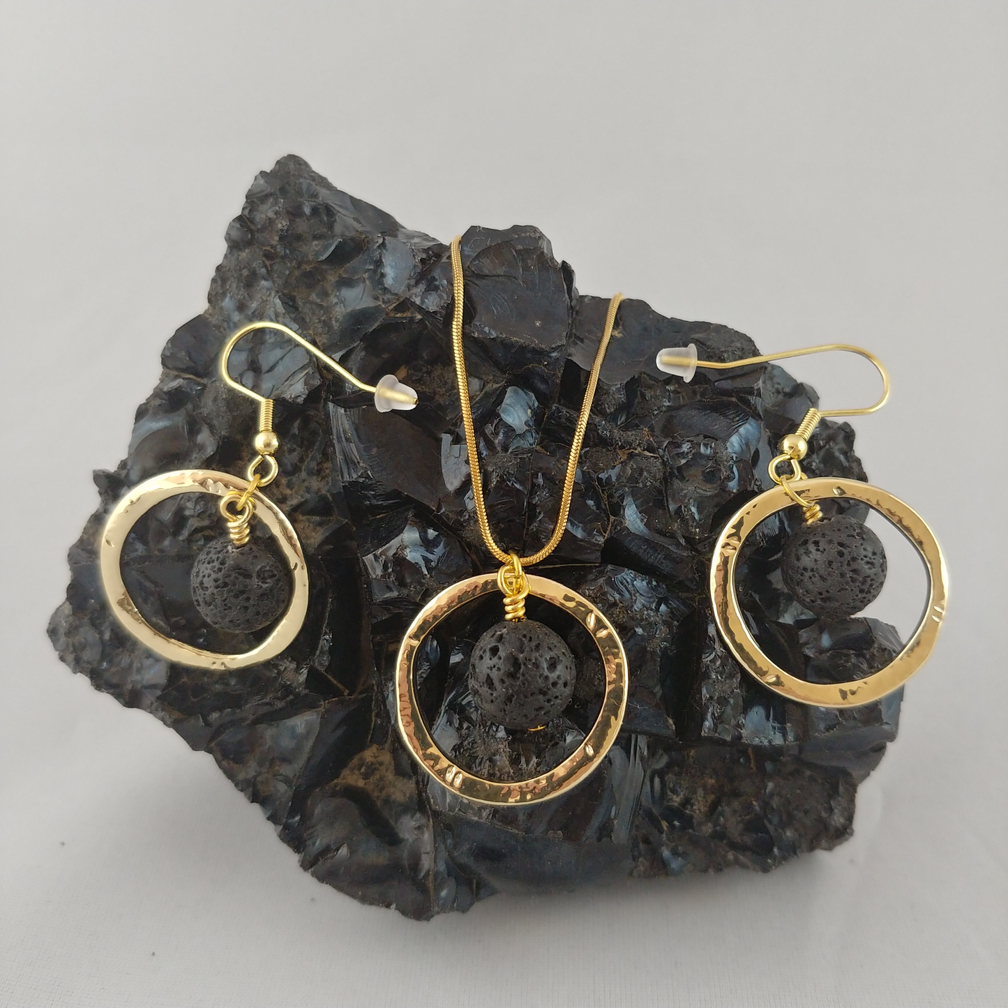 Golden Circle Lava Set with Golden Circle Earrings and Golden Circle Necklace