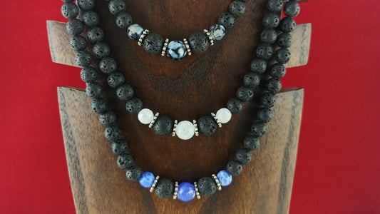 Grand Lava Necklace with Gemstones - 3 Types of Gemstones to select from
