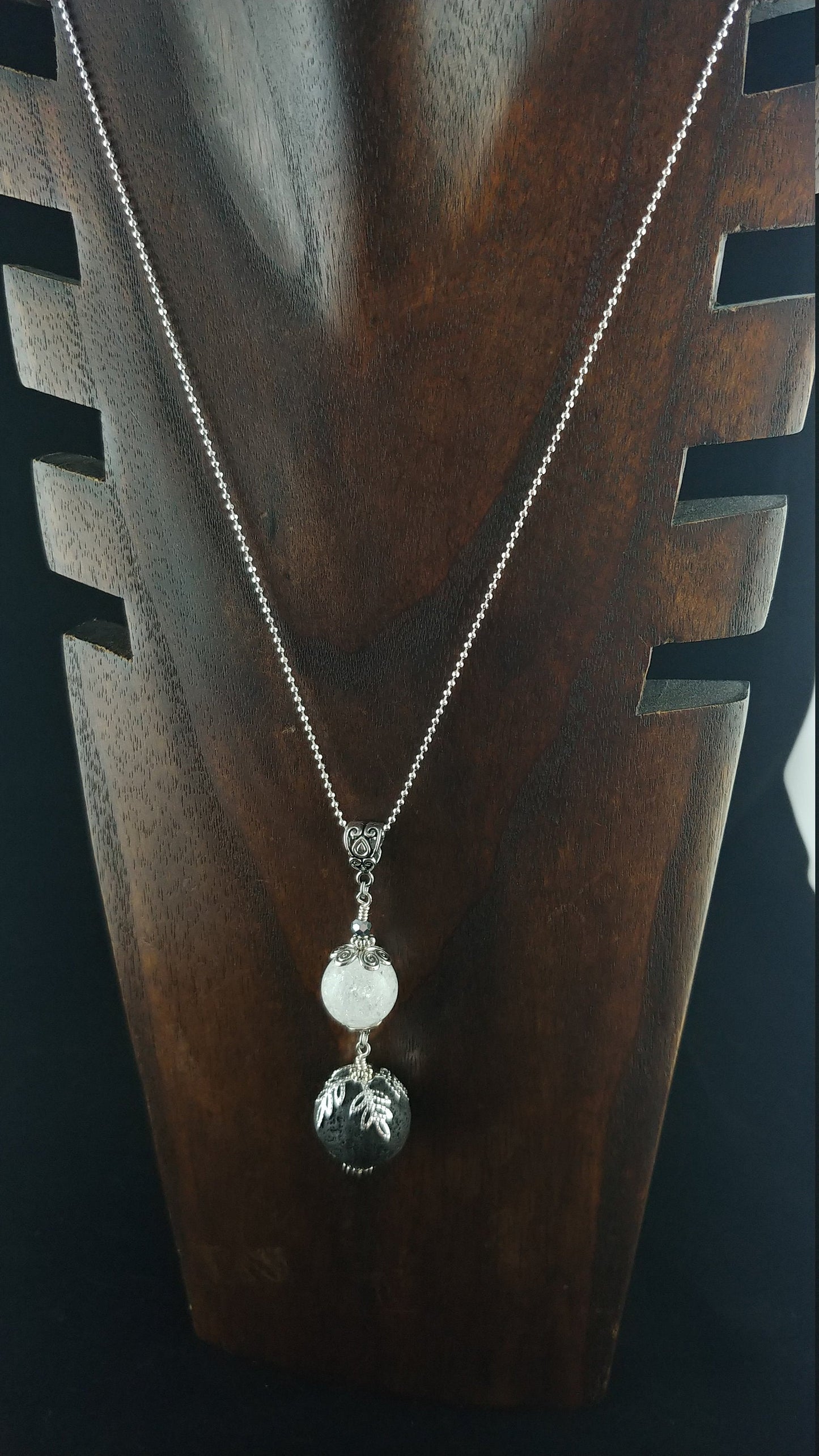 Ice and Lava - Long Lava and Crystal Necklace made in Reykjavik