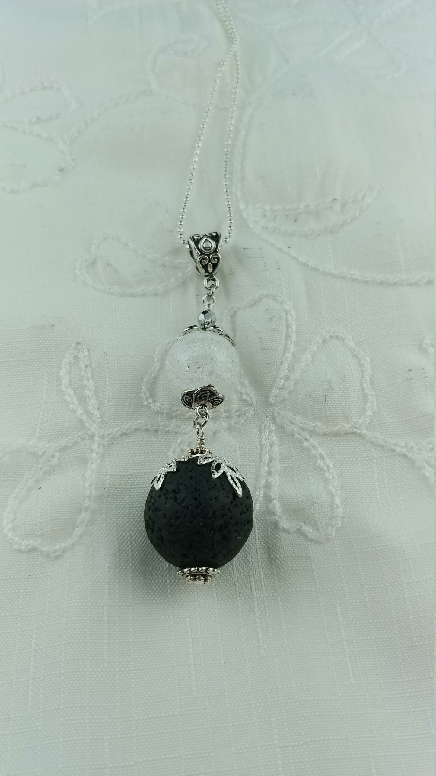 Ice and Lava - Long Lava and Crystal Necklace made in Reykjavik