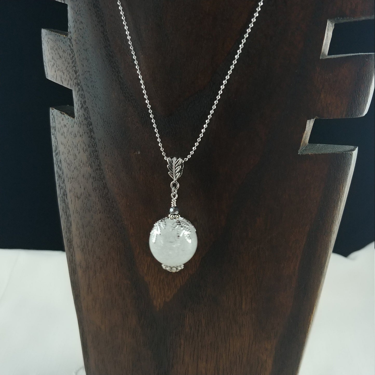 Long Necklace with Lava Stone or Cracked Crystal - 20mm Stones