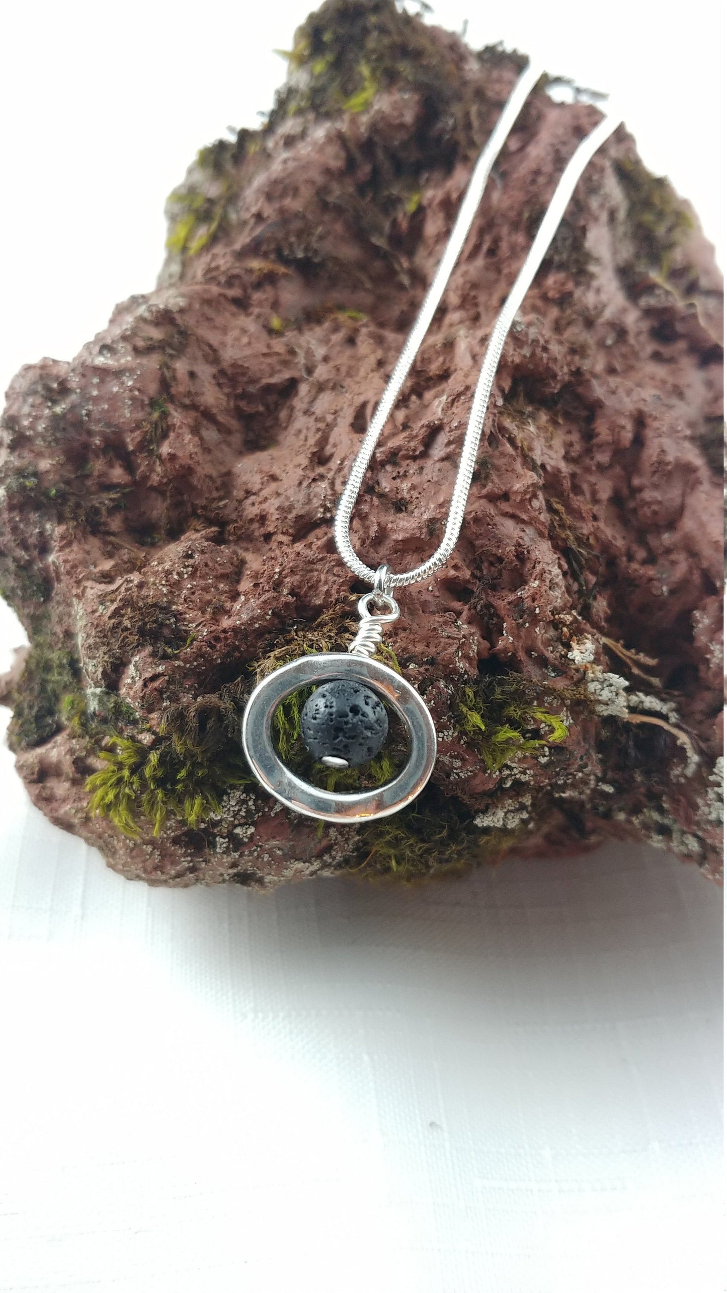 Small Lava Stone Necklace - 2 types: Heart shape and Circle shape - 6mm Lava Stone