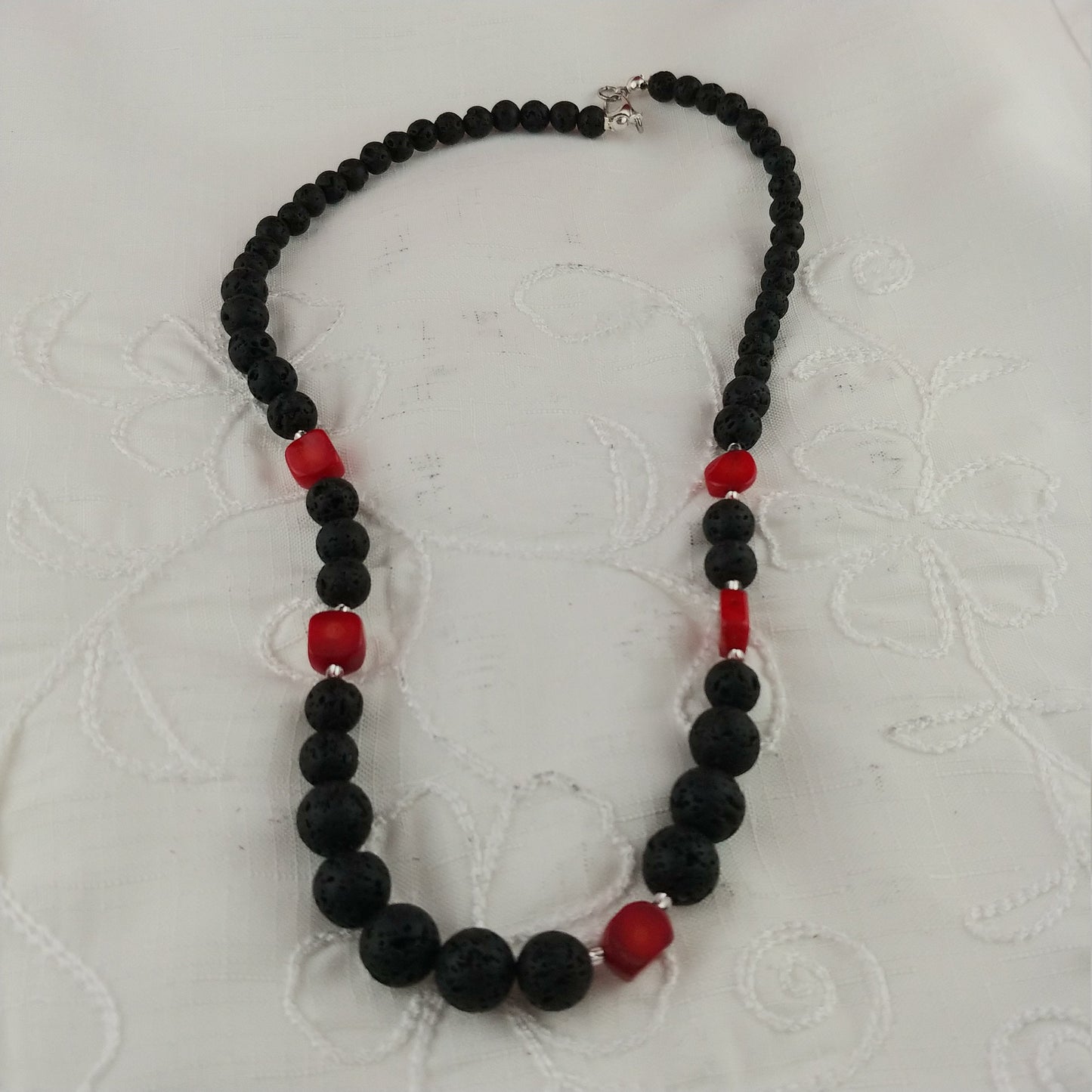 Coral Stone Lava Necklace