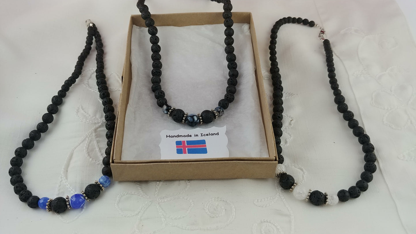 Grand Lava Necklace with Gemstones - 3 Types of Gemstones to select from