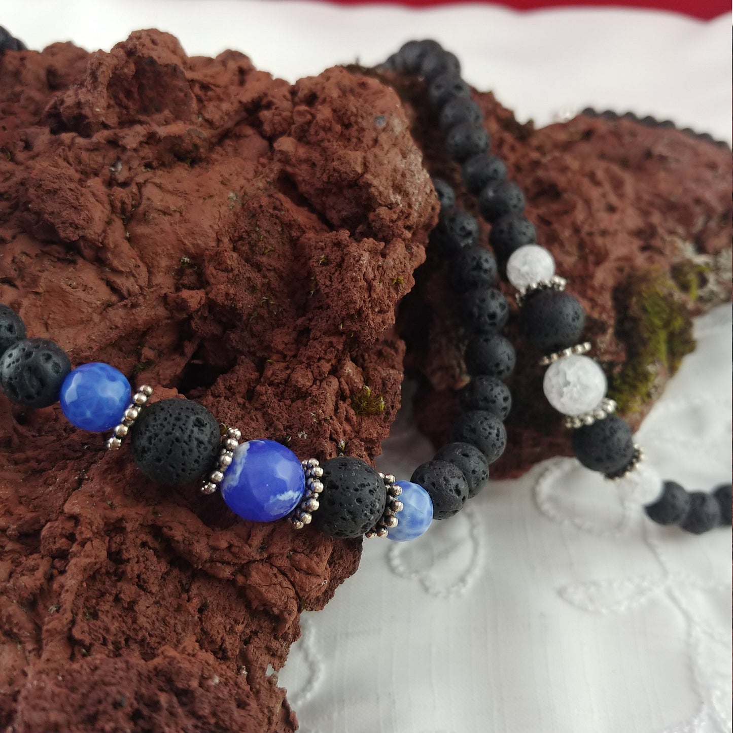 Grand Lava Necklace with Gemstones - 3 Types of Gemstones to select from