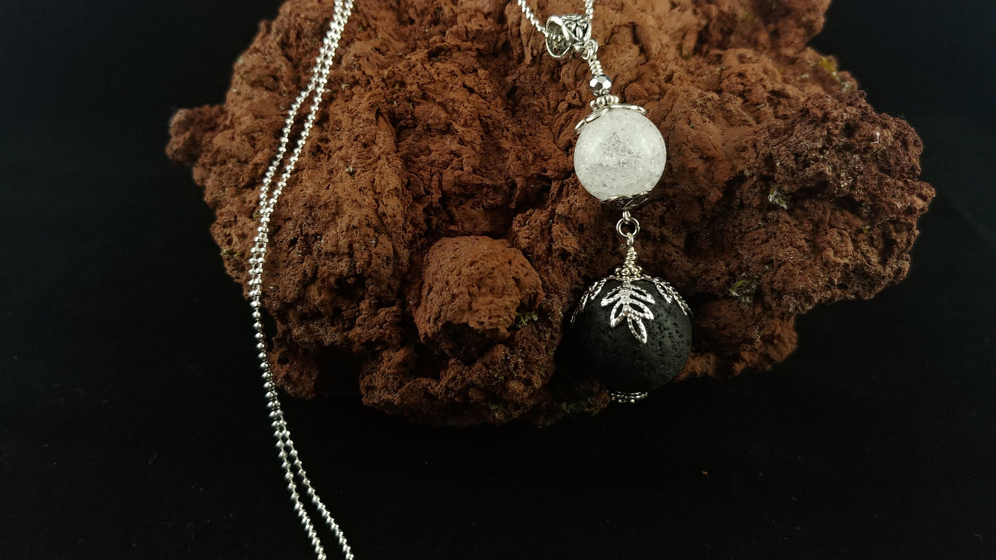 Ice and Lava - Long Lava and Crystal Necklace made in Reykjavik