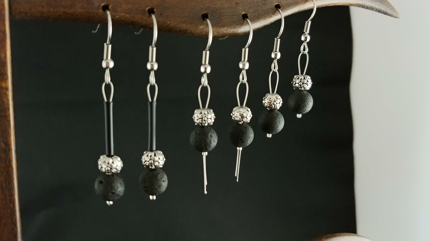 Lava Rock Reykjavik Earrings - 3 Types - With Round Spacer Bead