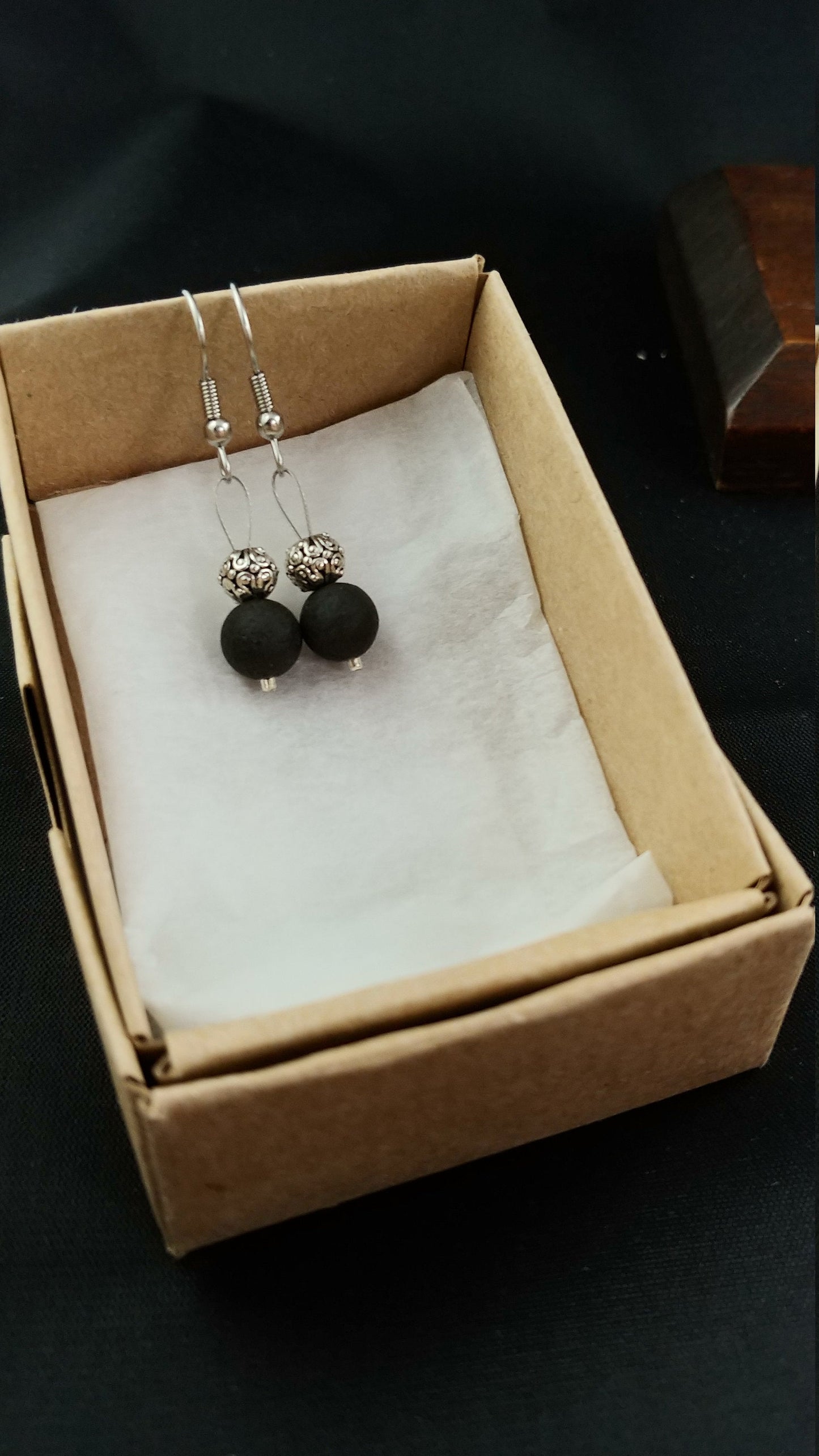 Lava Rock Reykjavik Earrings - 3 Types - With Round Spacer Bead