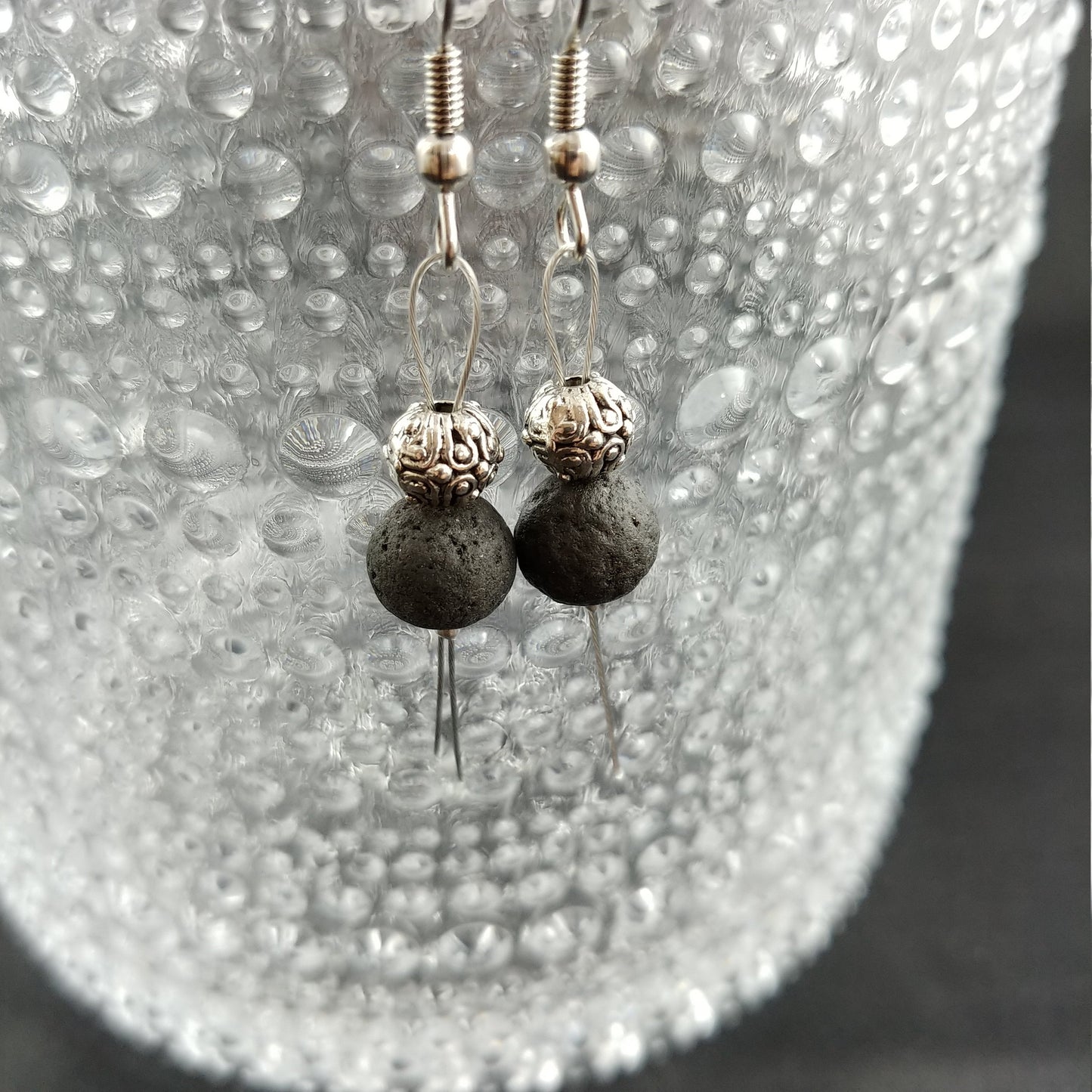 Lava Rock Reykjavik Earrings - 3 Types - With Round Spacer Bead