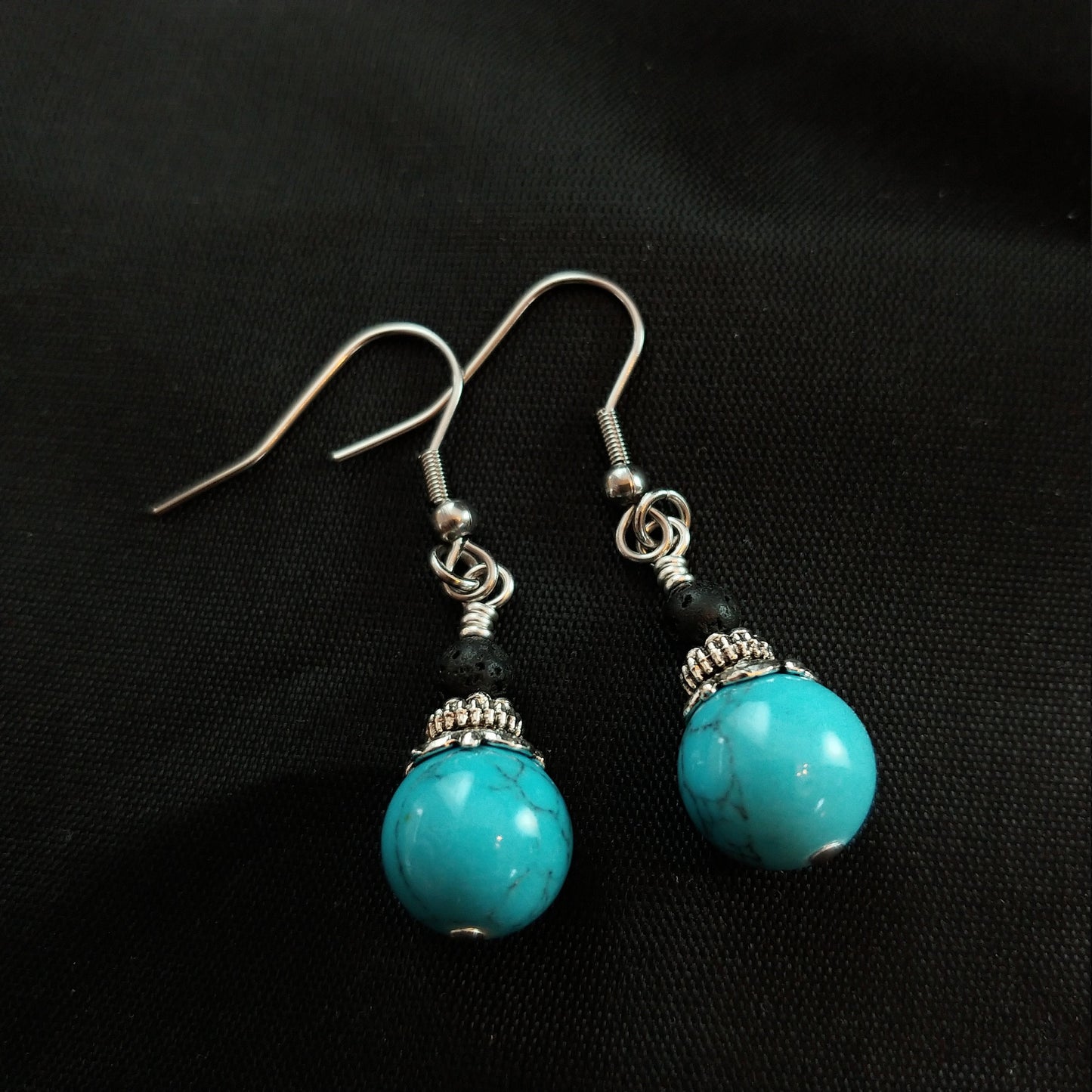Glacier Earrings with 4mm Lava – Icelandic Handmade Jewelry