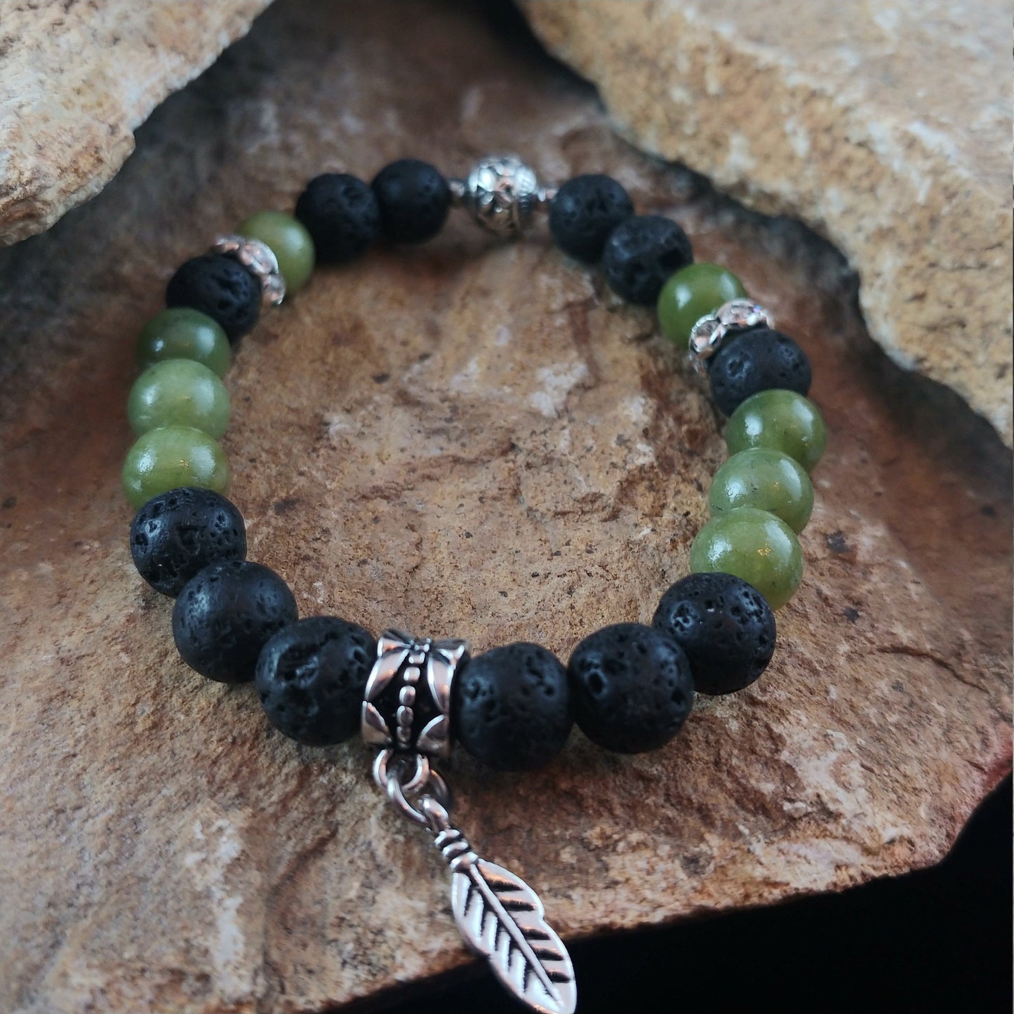 Green Jade Lava Bracelet
