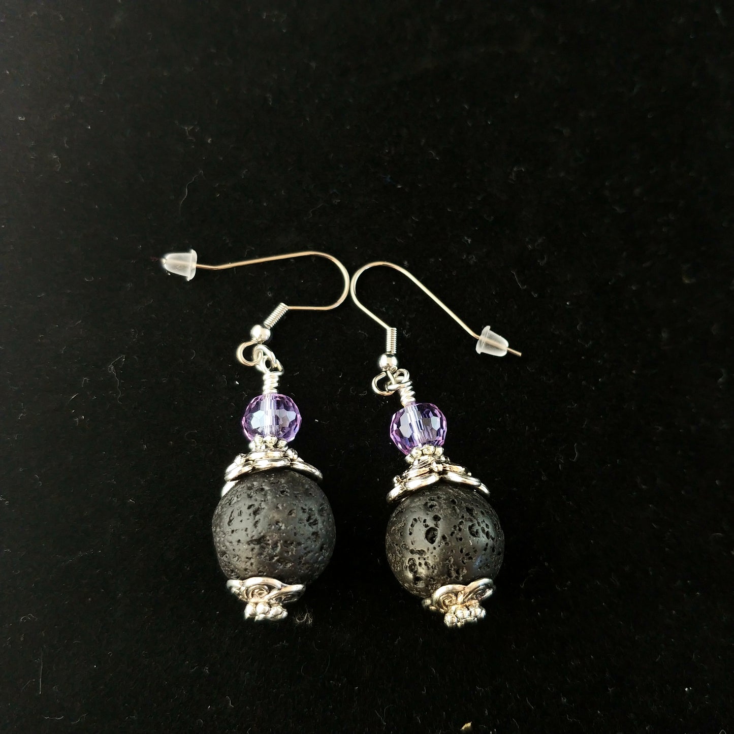 Crystal and Lava Rock Statement Earrings