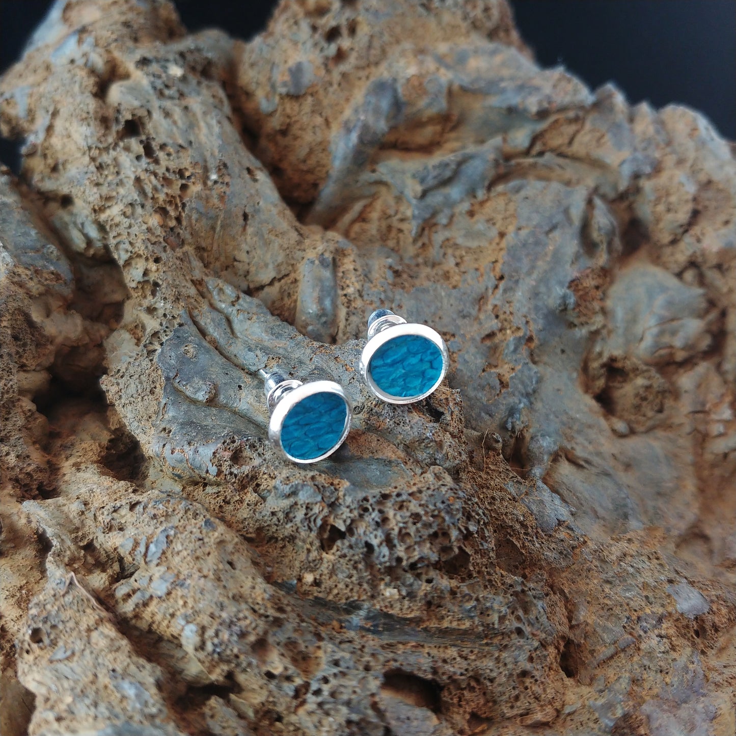 Icelandic Salmon Fish Leather Stud Earrings - Icelandic Fish Leather Jewelry - Handmade in Iceland