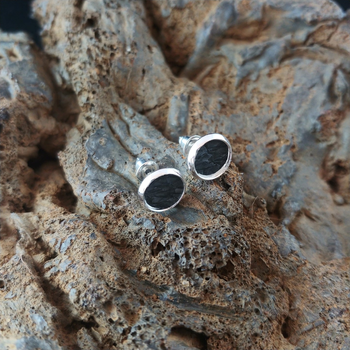 Icelandic Salmon Fish Leather Stud Earrings - Icelandic Fish Leather Jewelry - Handmade in Iceland