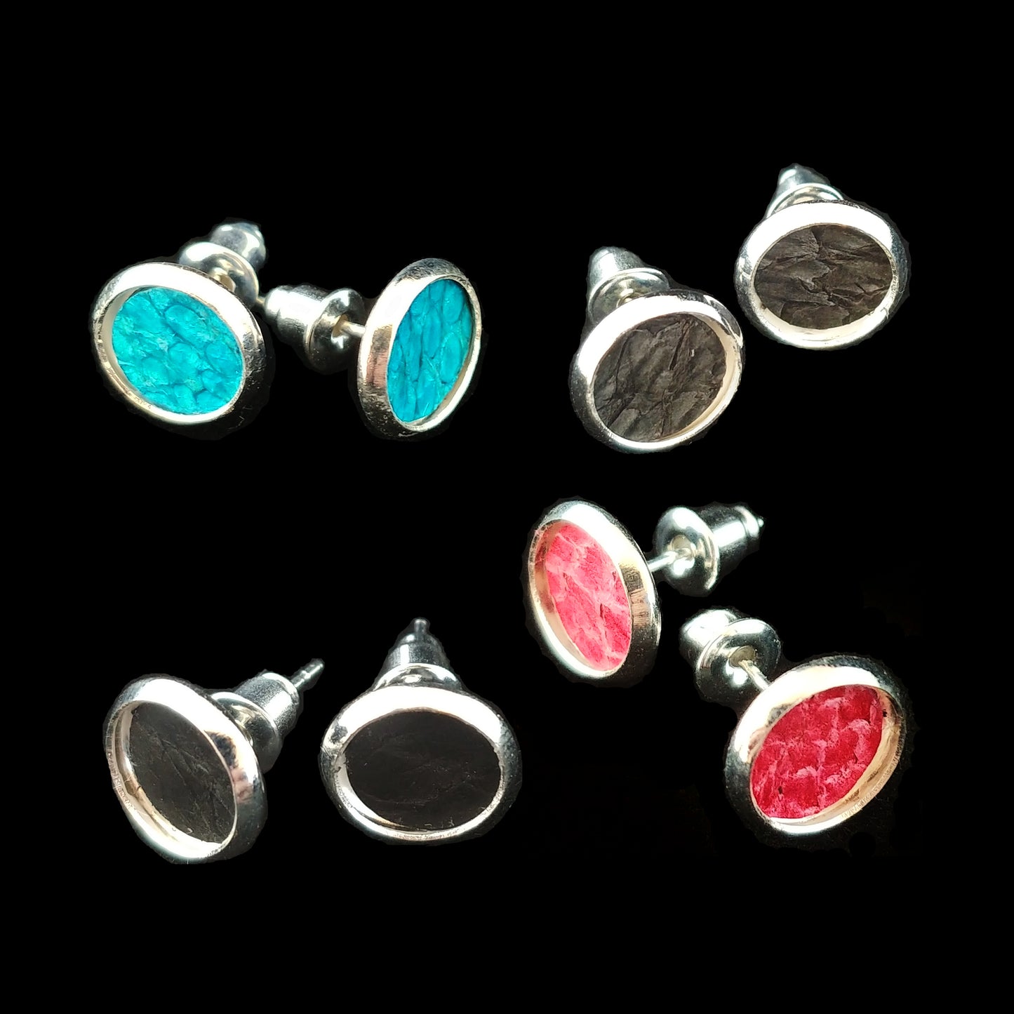 Icelandic Salmon Fish Leather Stud Earrings - Icelandic Fish Leather Jewelry - Handmade in Iceland