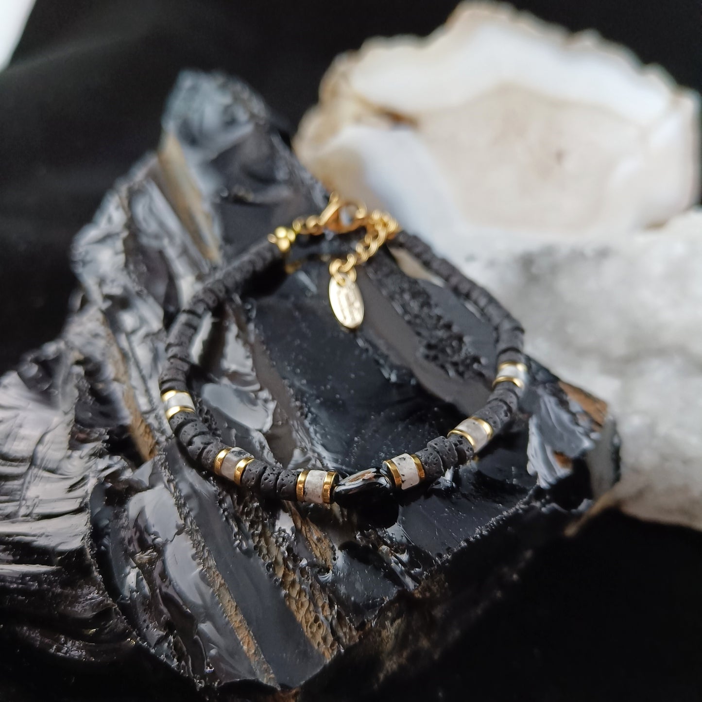 Black Agate Lava Bracelets