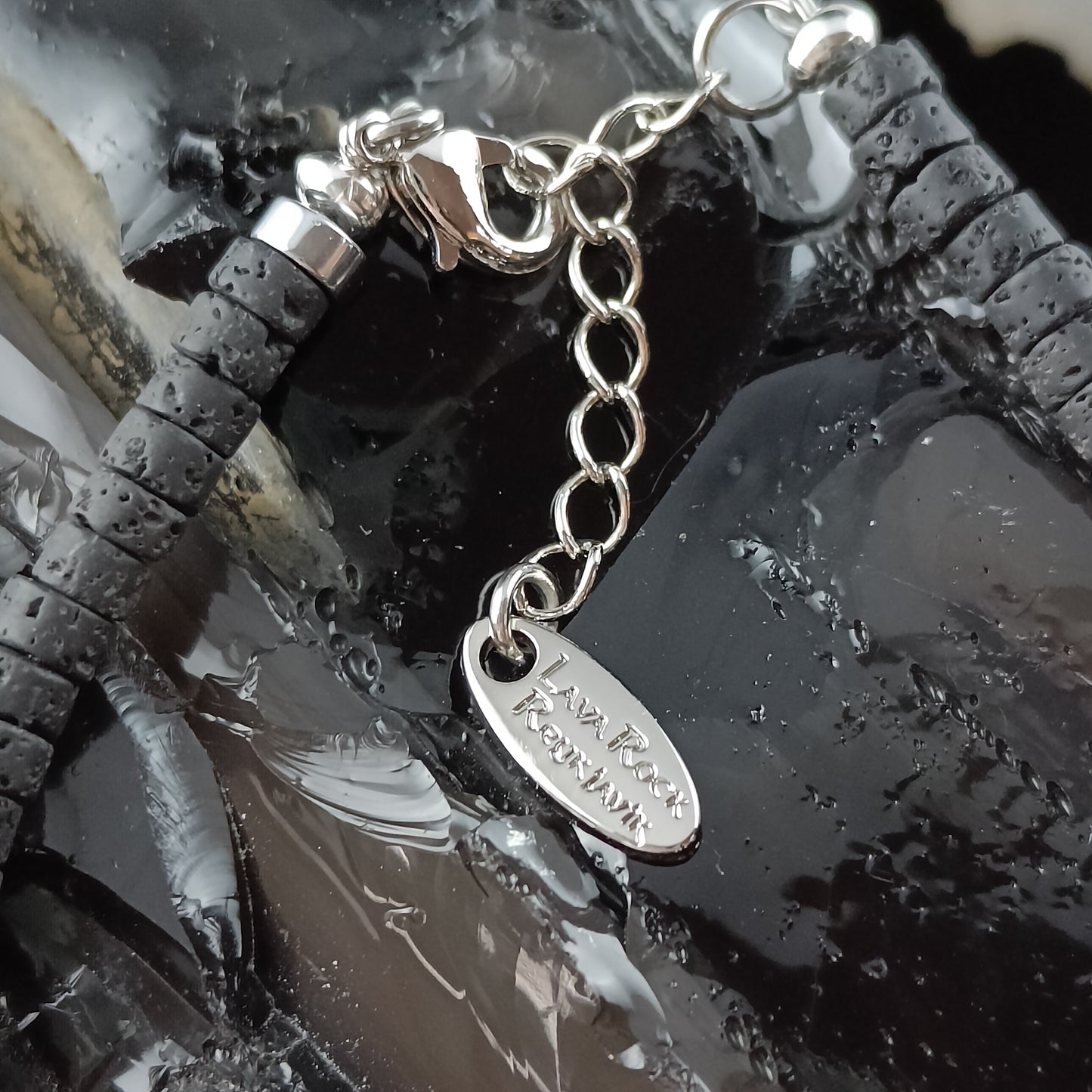 Amethyst Silver Lava Stone Bracelet