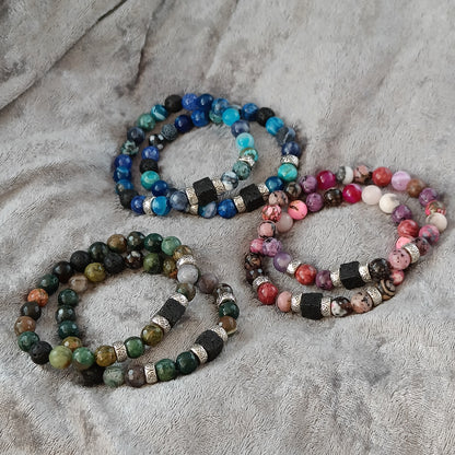 Gemstone Lava Bracelets - mix of bright colored stones