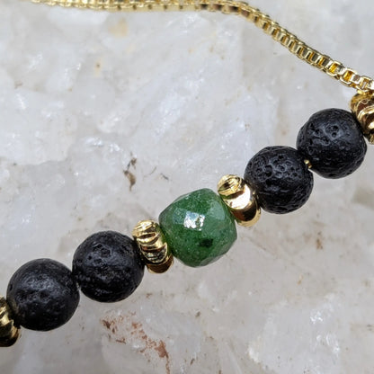 Golden Lava and Gemstone Bracelets