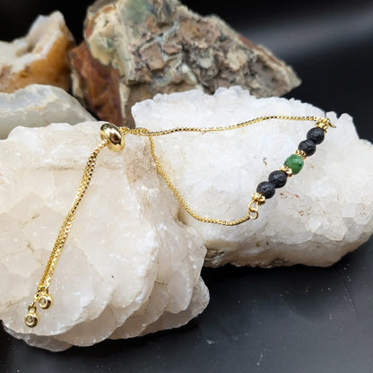 Golden Lava and Gemstone Bracelets