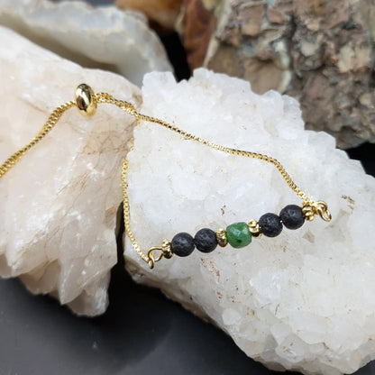 Golden Lava and Gemstone Bracelets