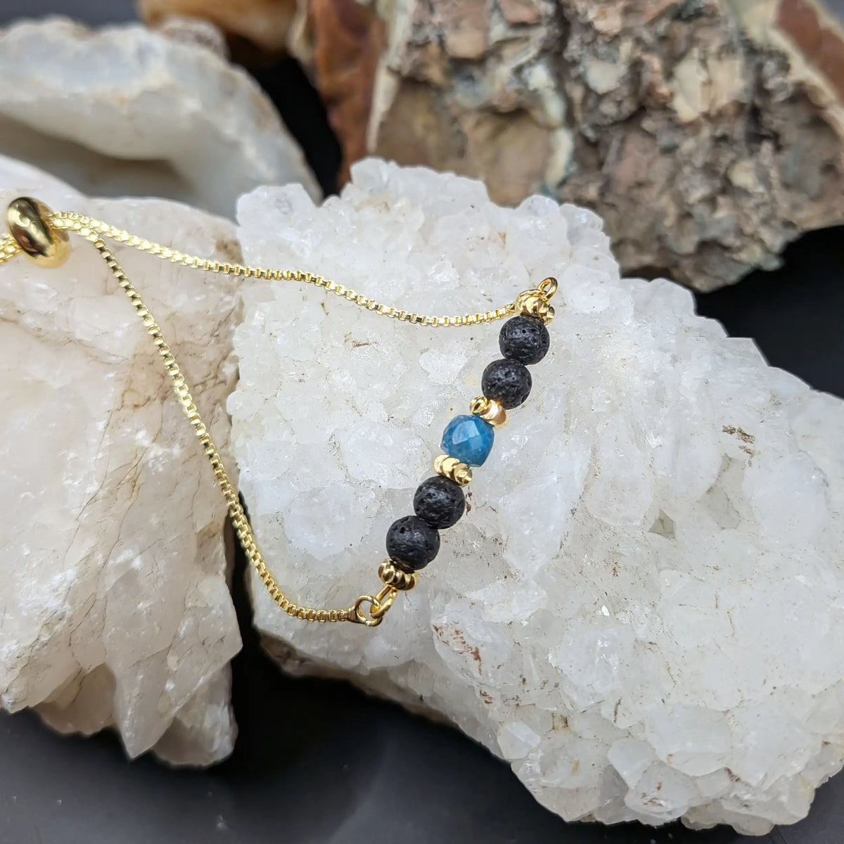 Golden Lava and Gemstone Bracelets