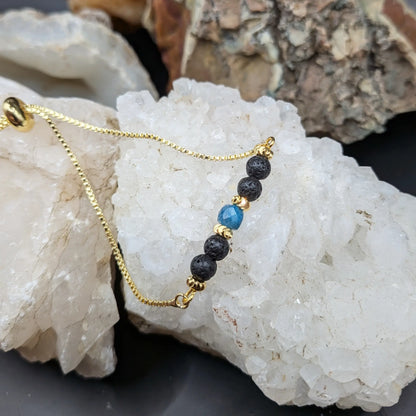 Golden Lava and Gemstone Bracelets