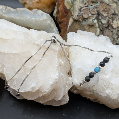 Silver Lava and Gemstone Bracelets